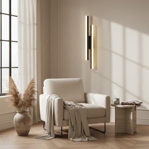Modern LED Wall Sconce — Minimalist Vertical Bar Bedside Lamp, Nordic Statement Indoor Wall Lighting for Home