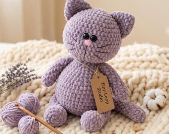 Crochet Cat Pattern, Amigurumi Kitty Plush Stuffed Toy, Legs Grown From Body Kawaii Tutorial, Cute Pets Nursery Gift, PDF Instant Download