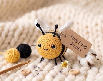 Crochet Bee Amigurumi Pattern, Little Bumblebee Plush Stuffed Toy Six Legs, Kawaii Insect Garden, Handmade Summer Gift, PDF Instant Download