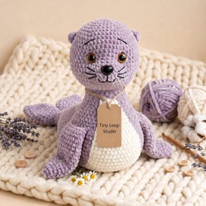 Crochet Seal Pattern, Amigurumi Sea Lion Plush Toy, Needle Sculpted Face Layered Shell Ears, Cozy Handmade Ocean Gift, PDF Instant Download