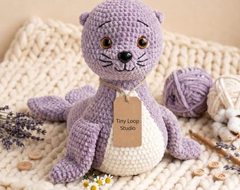 Crochet Seal Pattern, Amigurumi Sea Lion Plush Toy, Needle Sculpted Face Layered Shell Ears, Cozy Handmade Ocean Gift, PDF Instant Download