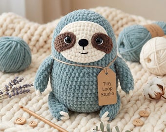 Amigurumi Sloth Pattern, Crochet Mini Plush Three Color Stuffed Toy, Kawaii Lazy Forest Animal, Beginner Handmade Gift, PDF Instant Download
