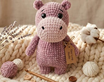Crochet Hippo Pattern, Amigurumi Plush Stuffed Animal Toy, Nursery Decor Baby Shower Gifts, Kawaii Handmade Tutorial, PDF Instant Download
