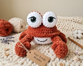 Crochet Crab Amigurumi Pattern, Plush Two-Color Sea Creature Toy, Kawaii Ocean Animal Beach Gift, Boys Nursery Plushie, PDF Instant Download