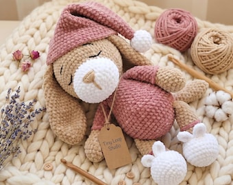 Crochet Dog Pattern, Amigurumi Sleepy Puppy Plush Toy, Nursery Decor Baby Shower Kawaii Gift, Slow Stitching Project, PDF Instant Download