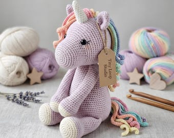 Crochet Unicorn Pattern, Amigurumi Plush Stuffed Animal Toy, Rainbow Mane Nursery Decor Gift, Kawaii Handmade Tutorial, PDF Instant Download