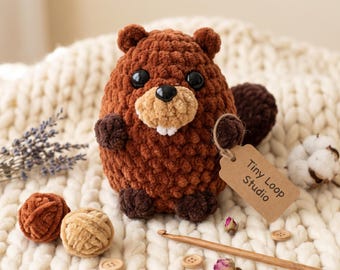 Crochet Beaver Pattern, Amigurumi Mini Plush Woodland Bobble Stitch Muzzle, Forest Kawaii Toy Tutorial, Handmade Gift, PDF Instant Download