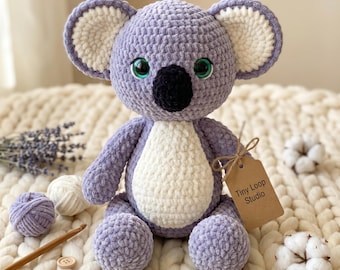 Amigurumi Koala Pattern, Crochet Plush Stuffed Animal Toy, Seamless Body Poseable Limbs Tutorial, Safari Nursery Gift, PDF Instant Download