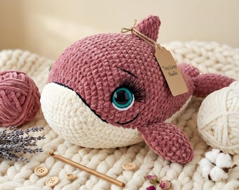 Crochet Whale Amigurumi Pattern, Plush Ocean Stuffed Toy With Separate Chest, Kawaii Sea Animal Gift, Nursery Plushie, PDF Instant Download