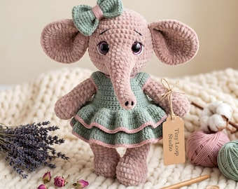 Crochet Elephant Pattern, Amigurumi Plush Stuffed Animal Toy, Nursery Decor Baby Shower Gift, Kawaii Handmade Tutorial, PDF Instant Download