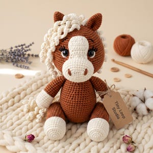 Crochet Horse Pattern, Amigurumi Plush Stuffed Toy Jointed Legs, Farm Animal Nursery Kawaii Decor, Handmade Tutorial, PDF Instant Download