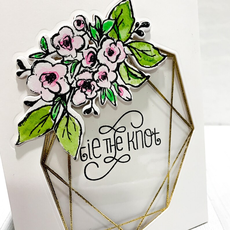 Floral Wedding Card Tie the Knot Wedding Card Etsy