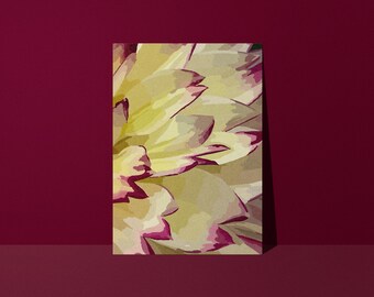 Yellow and olive green flower poster - matte paper - Studio Loute | Abstract sage poster, Macro illustration of plum sage, Living room wall decor