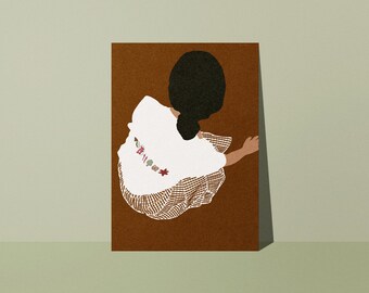 Female Silhouette Poster, Vintage Cottagecore Illustration, Boho Kitchen Decor, Warm Brown Retro Poster, Studio Loute