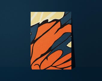 Modern orange, blue, and yellow poster - Studio Loute | Contemporary abstract poster, graphic illustration for living room, boho chic wall decor
