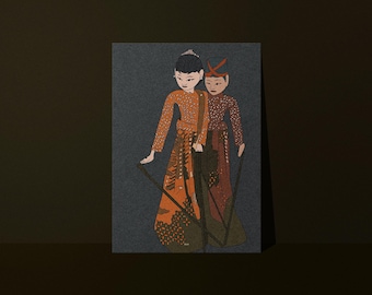 Javanese traditional theater poster - matte paper - Studio Loute | Indonesian puppet poster, Asian illustration, Wall decor