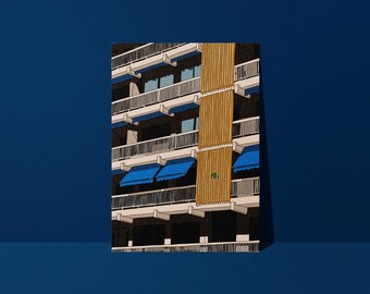 Architecture poster of a building facade - matte paper - Studio Loute | Retro urban poster of balconies, Riviera illustration, living room wall decor