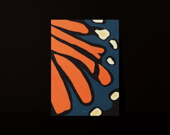 Orange and blue butterfly poster - Studio Loute | Contemporary abstract poster, Graphic illustration for living room, Boho chic wall decor