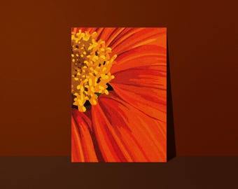 Orange/yellow flower poster - matte paper - Studio Loute | Terracotta abstract poster, Sunflower illustration, Modern living room wall decor