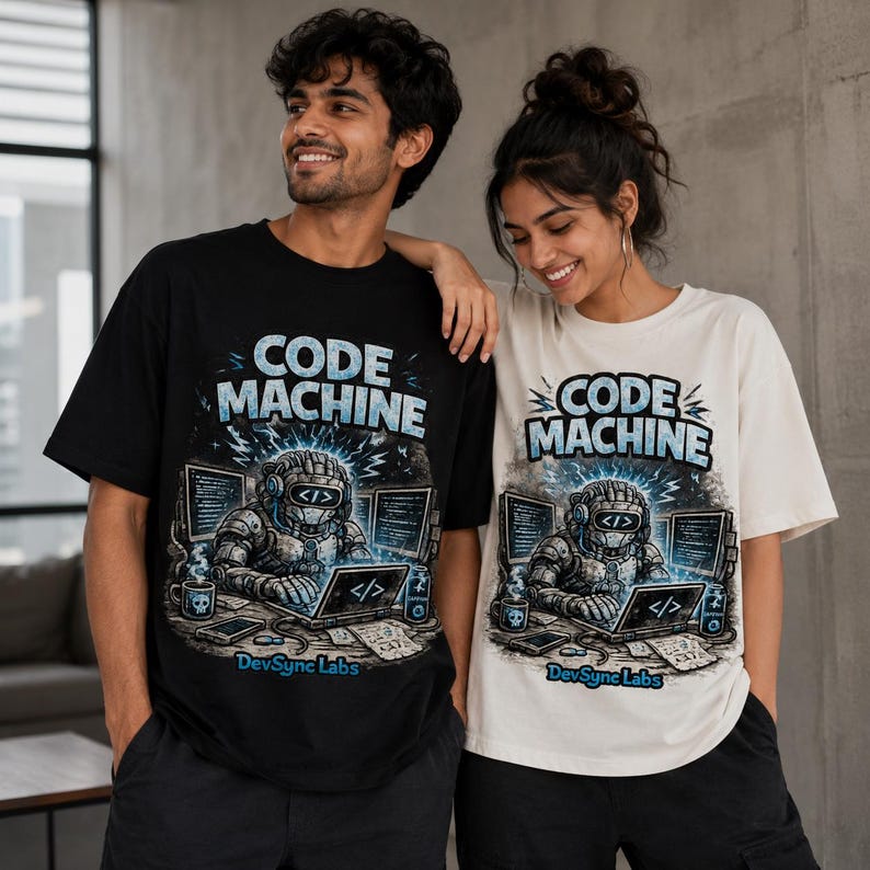 T-shirt Code Machine, cadeau programmeur, chemise développeur, t-shirt codage AI, cadeau ingénieur logiciel image 1