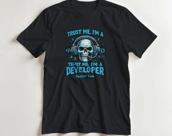 Skull Developer T-Shirt, Coding Humor Graphic Tee, Software Engineer Gift