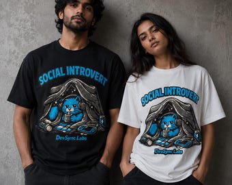 Social Introvert T-Shirt, Reading Cat Tee, Gamer Lifestyle, Cozy Homebody Design