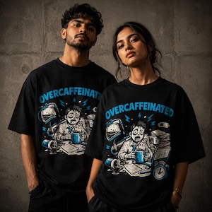 Overcaffeinated Graphic Tee | Programmer Coffee Shirt