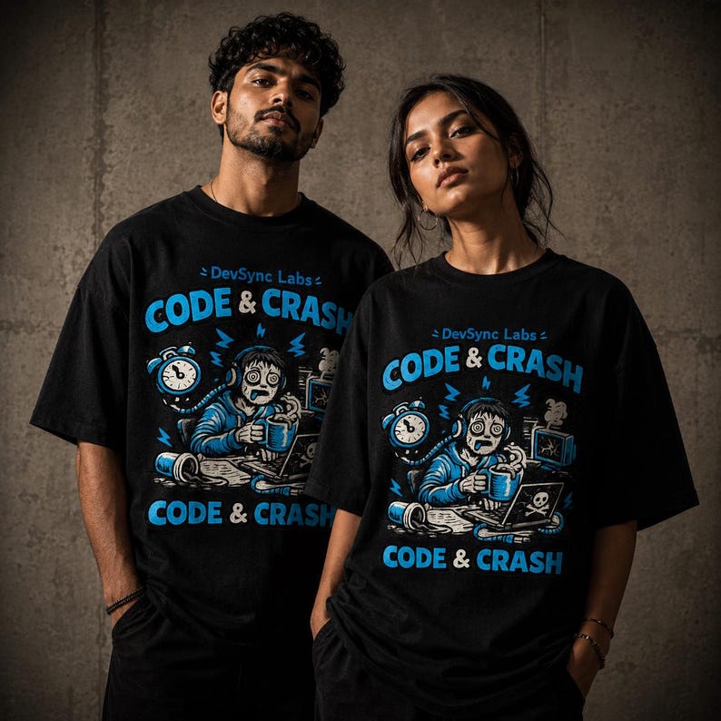 T-shirt Code et Crash Coder | T-shirt de programmeur, codage d'humour, graphique de codeur de café image 1