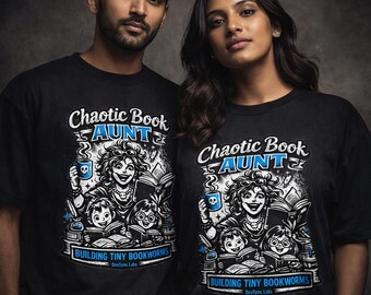 Chaotic Book Aunt Tee | Bookworm Reading T-Shirt, Literary Auntie Tee