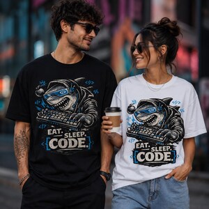 Coding Shark Developer T-Shirt, Funny Gift for Software Engineer