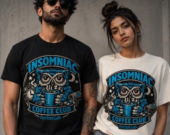 Insomniac Coffee Club T-Shirt, Owl Coffee Tee, Midnight Brew Design