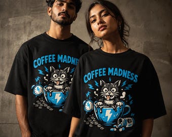 Coffee Madness Cat Shirt Tee | Funny Coffee Lover Caffeine Addict