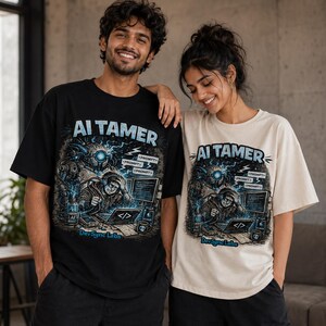 Camiseta AI Tamer, camiseta para programador desarrollador de IA, regalo futurista para programadores, ropa técnica para ingenieros de software