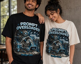 Prompt Overloaded T-Shirt, Programmer Gift, AI Developer Tee, Coding Shirt, Software Engineer Humor
