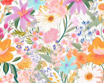 Tela de margaritas grandes, tela floral multicolor, tela para vestidos de primavera, tela para baby shower, tela de costura 100% algodón por medio metro.