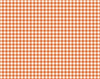 Tela de cuadros vichy naranjas y blancos, tela a cuadros naranjas brillantes de pequeña escala, tela de decoración con temática otoñal, tela 100% algodón por medio metro.