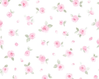 Tela rosa suave con estampado de rosas, ideal para regalos de San Valentín, para confección de vestidos de verano o recuerdos de damas de honor. Tela 100% algodón, disponible por medio metro.