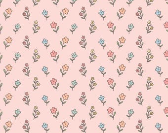 Ditsy Blumen-Stoff Winzige mehrfarbige Blumen Stoff Pink Blau Gelb Blumen-Stoff Pastell Frühlings-Stoff 100% Baumwolle Stoff halber Hof