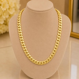18K massief geelgouden schakelketting van 9 mm – handgemaakte luxe ketting