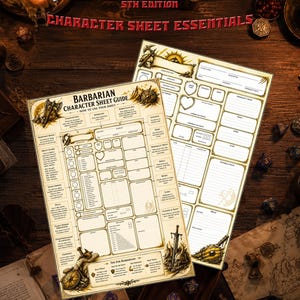 D&D 5e Character Sheets Starter Pack Essentials (Wizard, Barbarian, Monk, Ranger) - Printable PDFs