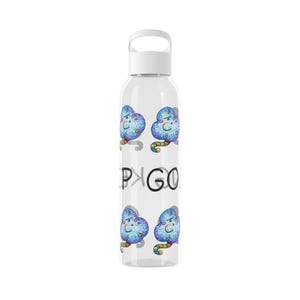 Garrafa de água infantil com estampa fofa de nuvens e corações, resistente a vazamentos, feita de Tritan, ideal para hidratação na escola, academia e para manter as costas saudáveis.