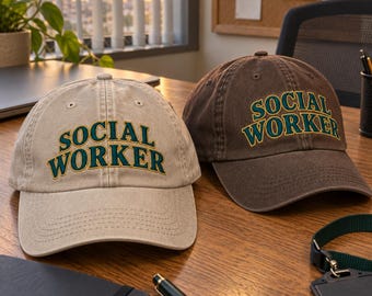 Social Worker Embroidered Hat, Vintage Washed Baseball Cap, Social Work Graduation Gift, Therapist Appreciation Gift