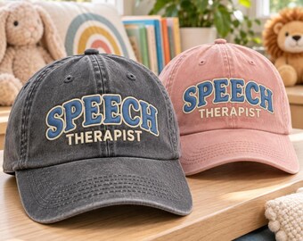 Speech Therapist Embroidered Hat, SLP Vintage Washed Cap, Speech Therapy Graduation Gift, Pathologist Appreciation Gift