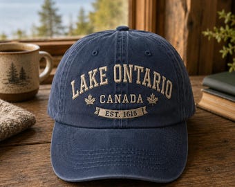 Lake Ontario Canada Hat, Vintage Embroidered Dad Cap