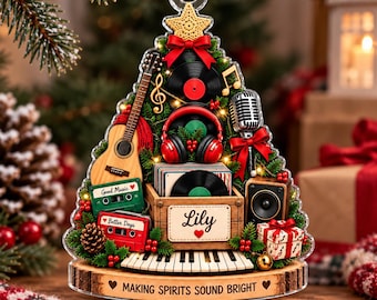 Personalized Music Lover Christmas Ornament, Custom Name Acrylic Tree, Musician Gift, Making Spirits Sound Bright Keepsake