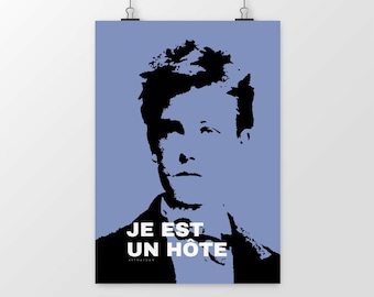 Io sono un ospite — Poster blu e nero di Rimbaud, arte concettuale
