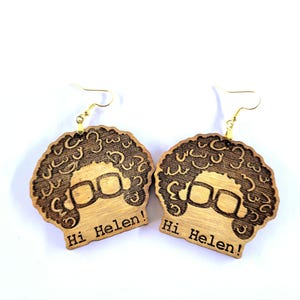 Hi Helen! Wooden Earrings Roper Romp Helen Roper Mrs. Roper Chunky Wood 1970s Sitcom Threes Company Jack Chrissy Janet