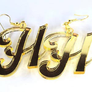GOLD Helen "H" Roper Earrings Big "H" for Helen Hi Helen Threes Company Mrs. Roper Helen Roper Mr Roper Stanley Roper Roper Romp 1970s Retro