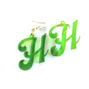 BLUES & GREENS "H" Helen Roper Earrings Big "H" for Helen Threes Company Mrs Roper Helen Roper Mr Roper Roper Romp Retro Kaftan Accessories