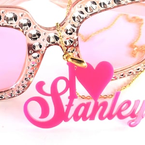 I Love Stanley Necklace Stanley Roper Threes Company Helen Roper Moo Moo Caftan Kaftan Roper Romp Hot Pink Necklace Charm